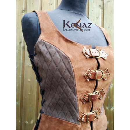 Bustier en cuir marron