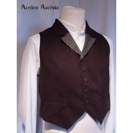 Gilet steampunk homme motif rayures T36-40