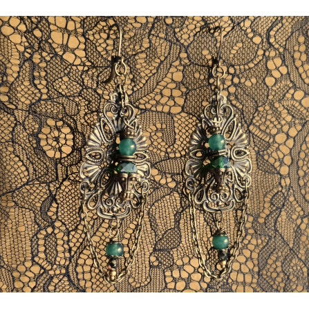 Boucles d'oreilles crystal vert