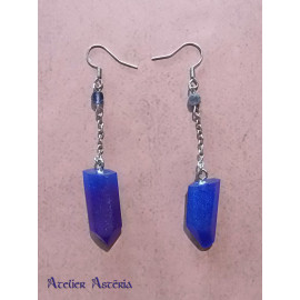 Boucles d'oreille cristaux Hécate bleu-violet
