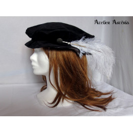 Chapeau Renaissance en velours noir et plume d'autruche