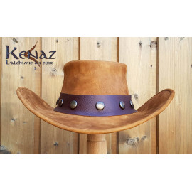 Chapeau aventurier style western en cuir