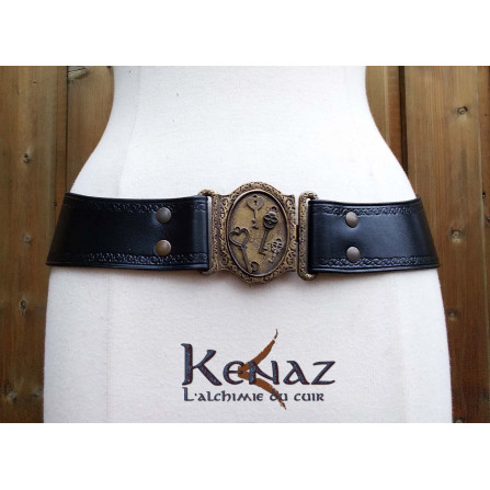 Ceinture noble gothique en cuir noir